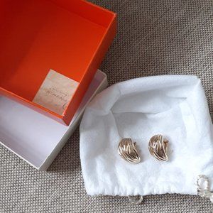 Veronese(R) 18K Clad Textured Nugget Omega Back Earrings